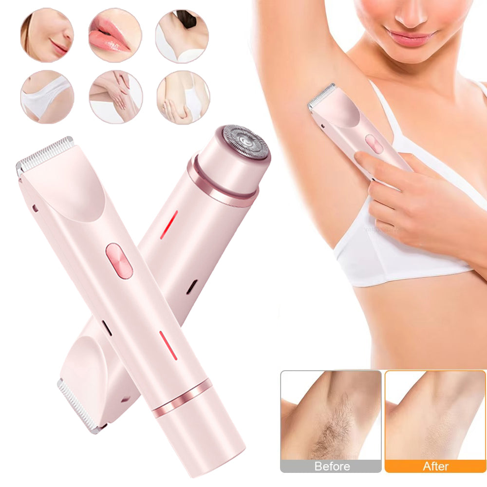 2 in 1 Hair Remover Women'S Double Head Shaver Private Pubic Hair Trimmer Electric Razor Wet Dry Electric Body Hair