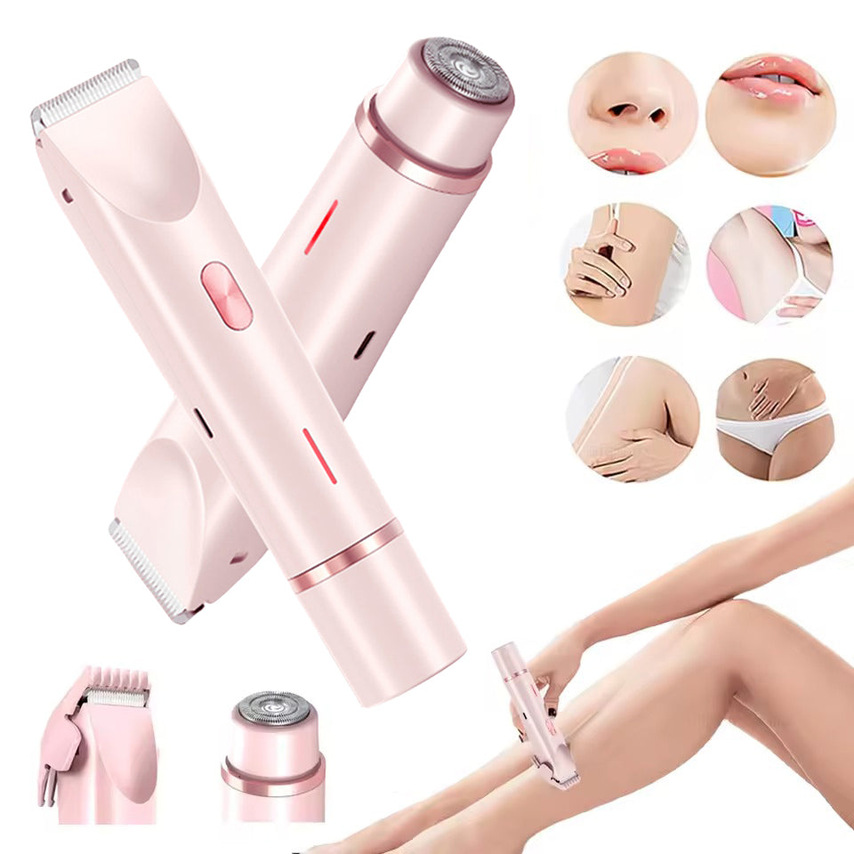 2 in 1 Hair Remover Women'S Double Head Shaver Private Pubic Hair Trimmer Electric Razor Wet Dry Electric Body Hair