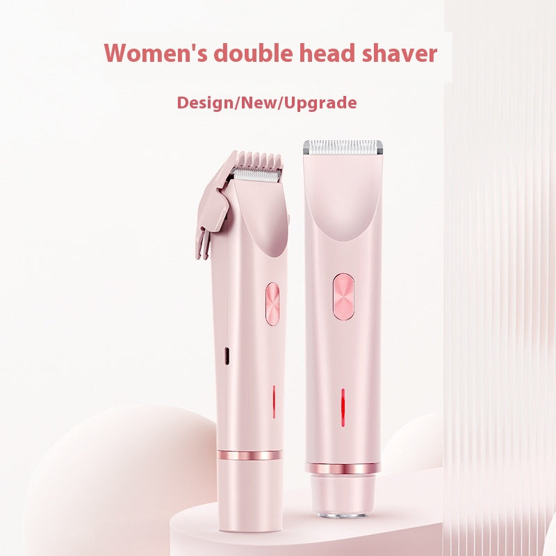 2 in 1 Hair Remover Women'S Double Head Shaver Private Pubic Hair Trimmer Electric Razor Wet Dry Electric Body Hair