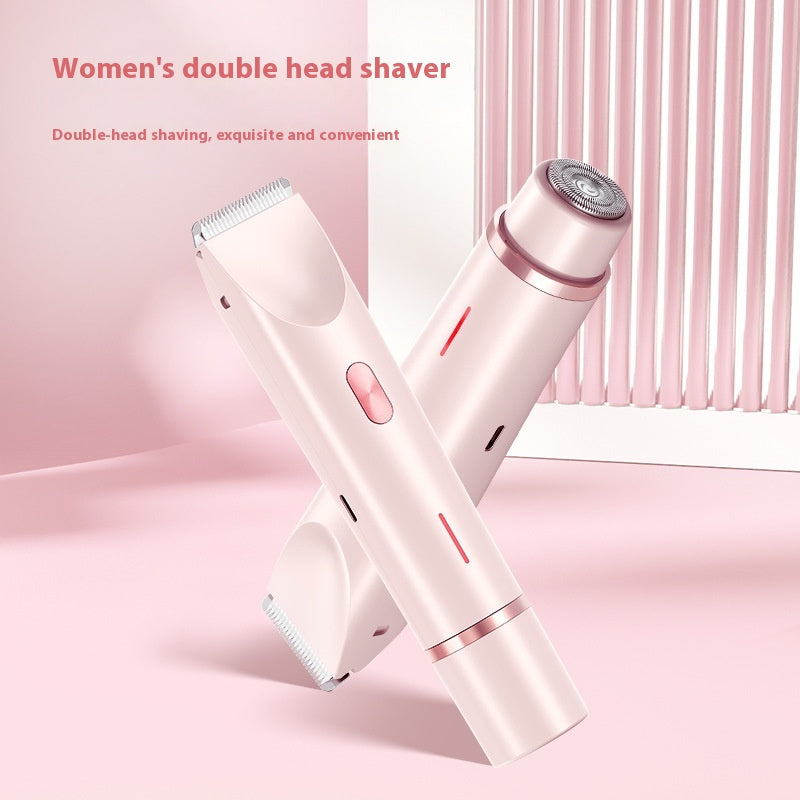 2 in 1 Hair Remover Women'S Double Head Shaver Private Pubic Hair Trimmer Electric Razor Wet Dry Electric Body Hair